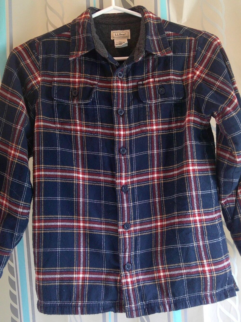"L.L.BEAN" Kid's Fleece Lined Shirt/Shacket Chore Jacket Kids L 6X-7